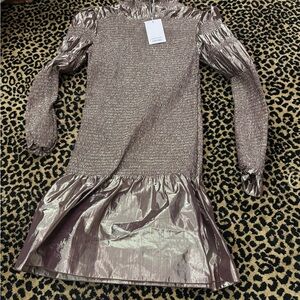 & Other Stories Metallic Rose Mini Dress
